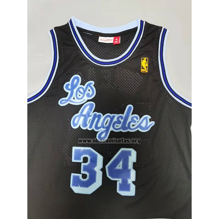 Camiseta Los Angeles Lakers Shaquille O'Neal NO 34 Mitchell & Ness 1996-97 Azul Negro